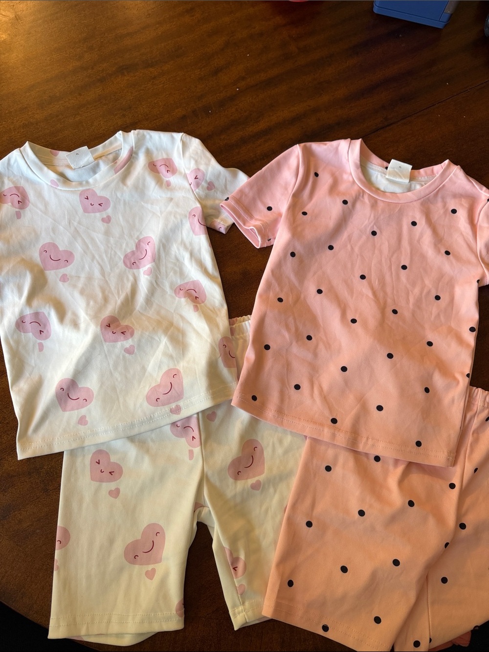Kids Pink Heart & Dot Short Pajama Set - Soft Cotton
